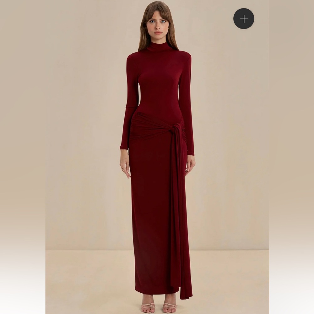 Elegant Burgundy Long Sleeve Dress